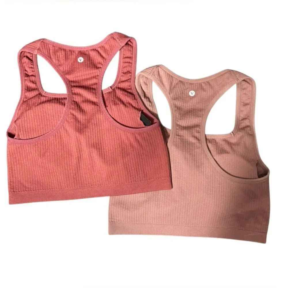 Velocity Ribbed Sports Bra in Mauve Rust Set Size Medium